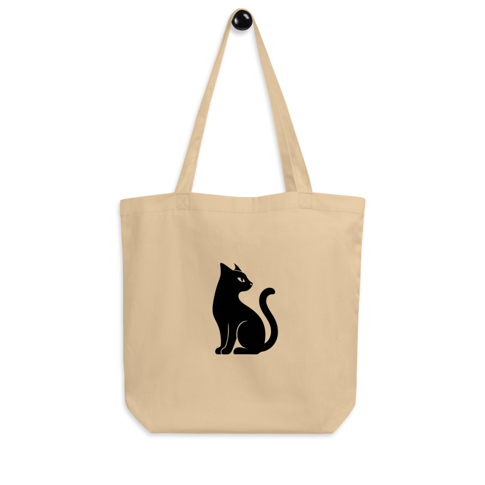 Minimalist Black Cat Eco Tote Bag – 100% Organic Cotton | Everyday Carry for Books, Groceries & Calm Living