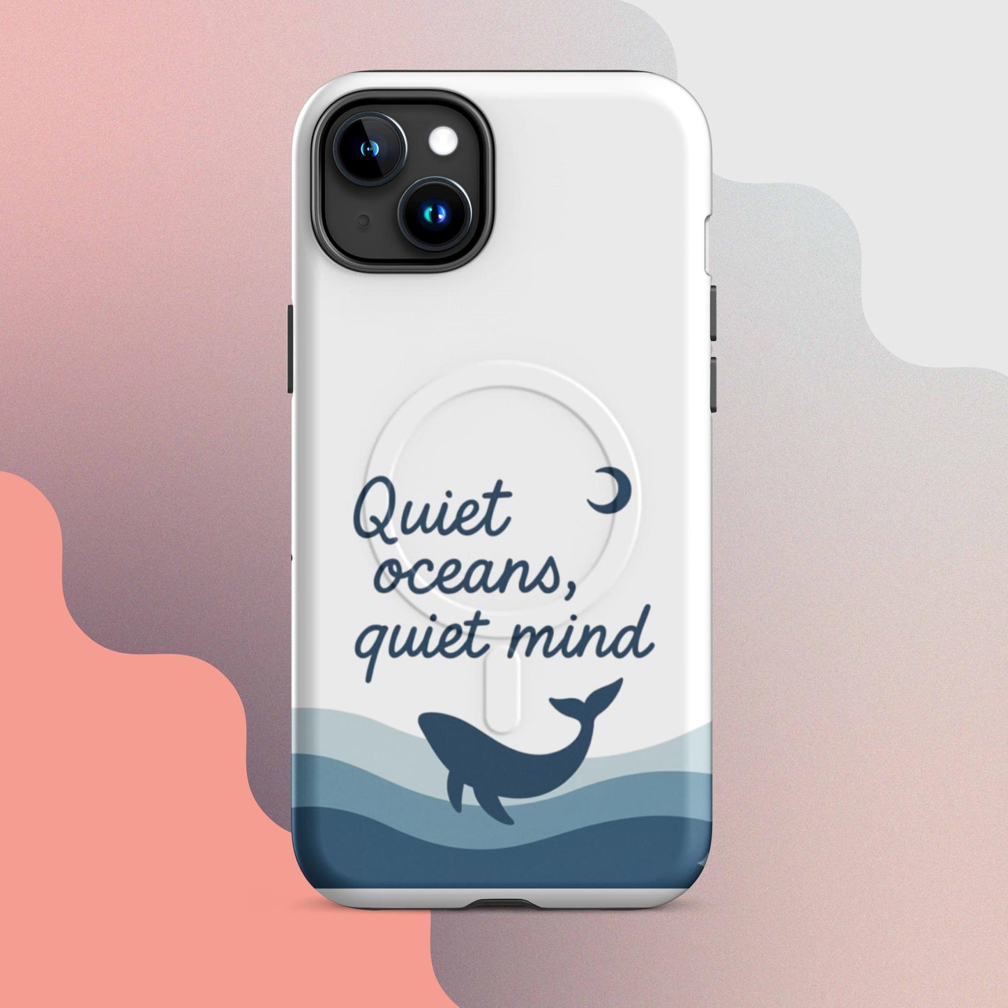 Quiet Oceans Whale MagSafe iPhone case – minimalist whale illustration with calming ocean design | iPhone 14–17
