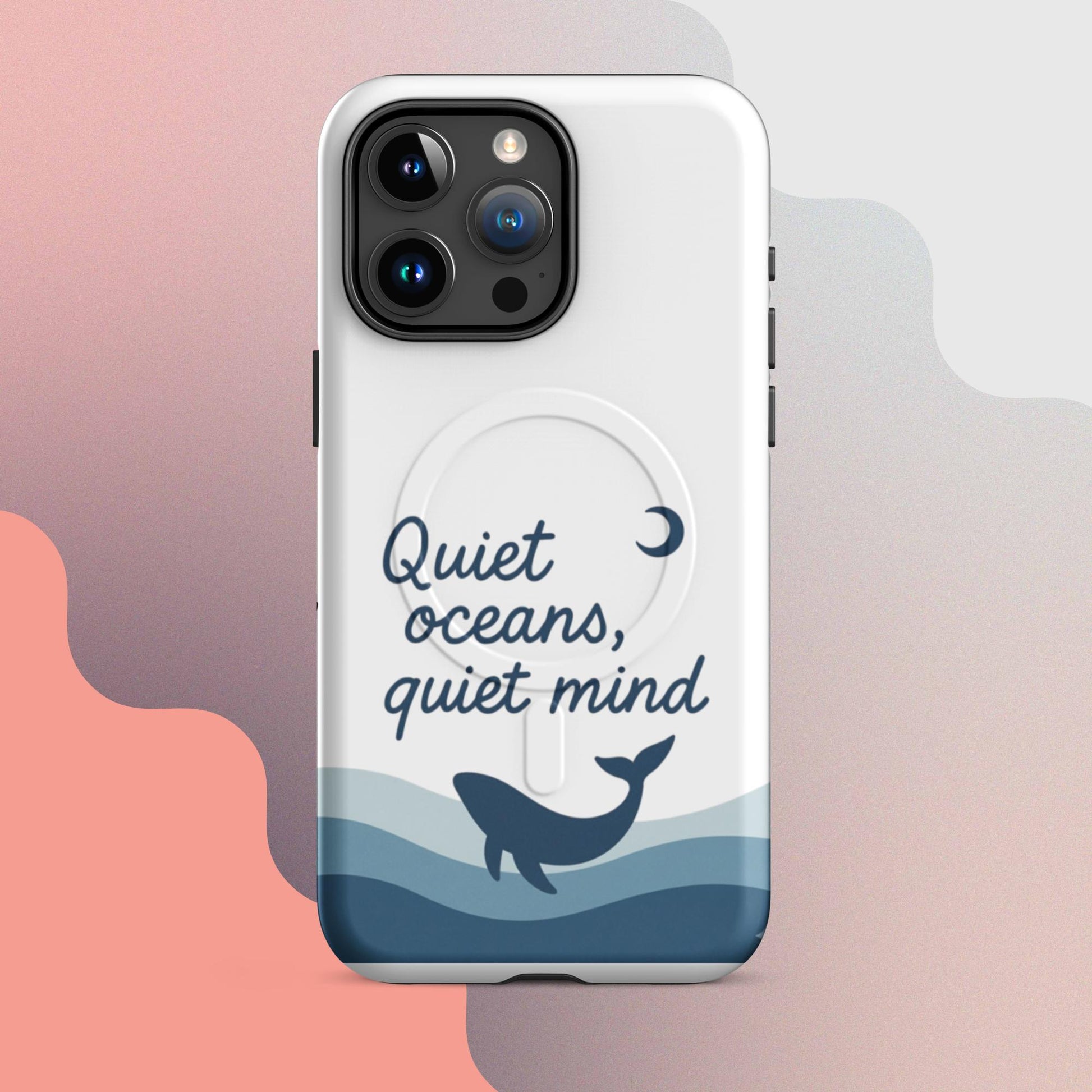 Quiet Oceans Whale MagSafe iPhone case – minimalist whale illustration with calming ocean design | iPhone 14–17
