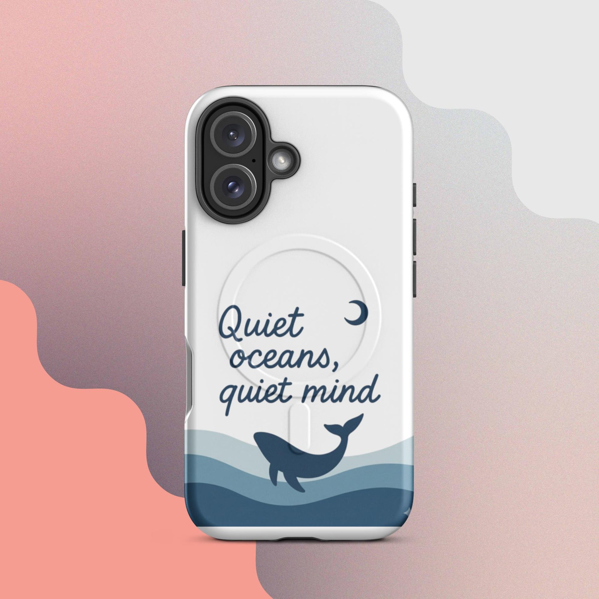 Quiet Oceans Whale MagSafe iPhone case – minimalist whale illustration with calming ocean design | iPhone 14–17
