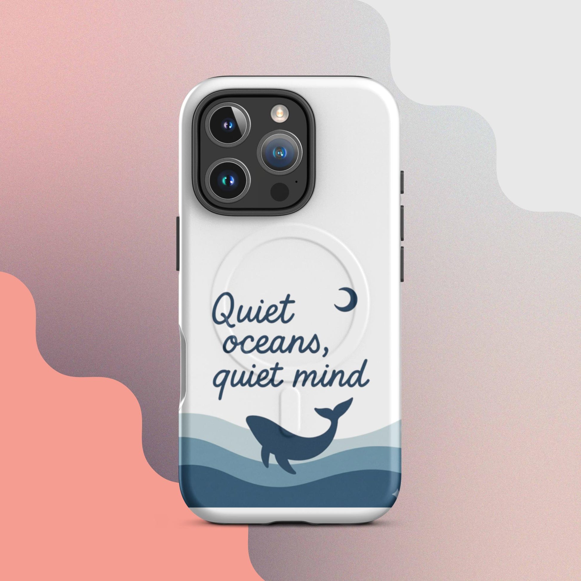 Quiet Oceans Whale MagSafe iPhone case – minimalist whale illustration with calming ocean design | iPhone 14–17
