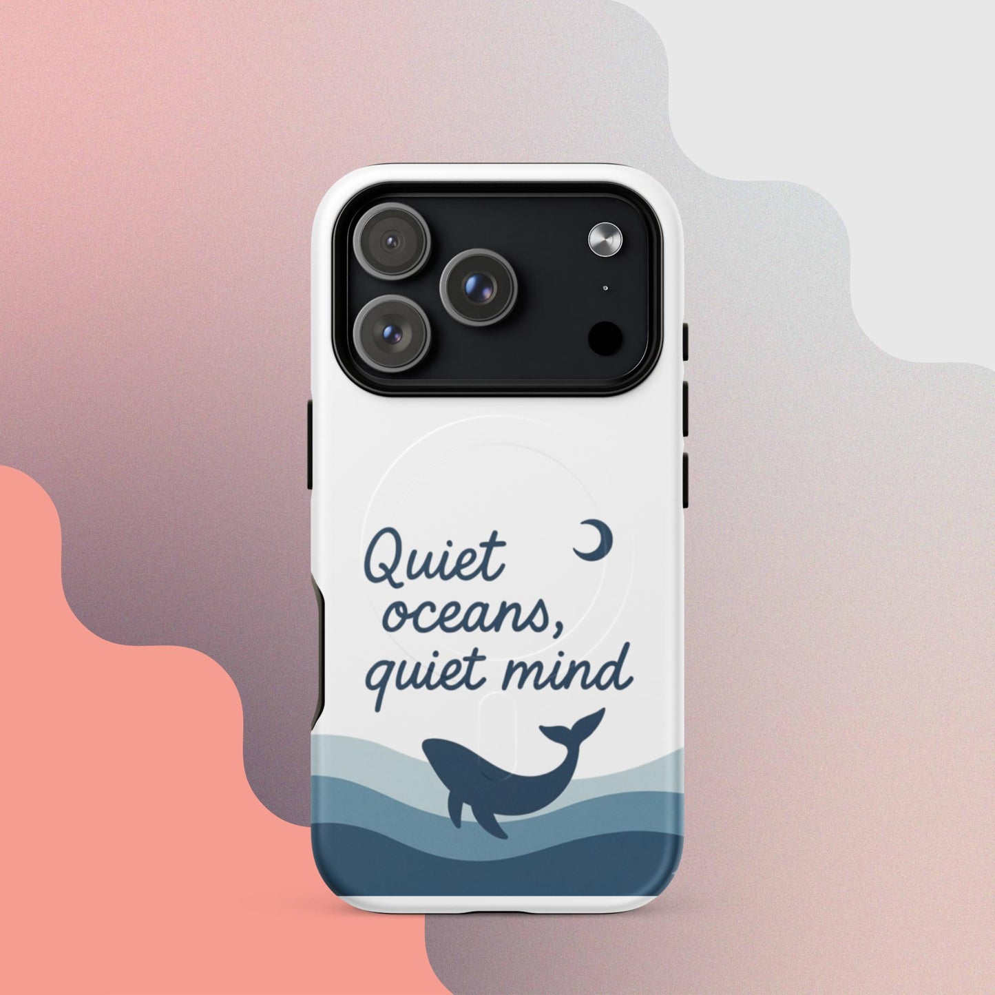 Quiet Oceans Whale MagSafe iPhone case – minimalist whale illustration with calming ocean design | iPhone 14–17
