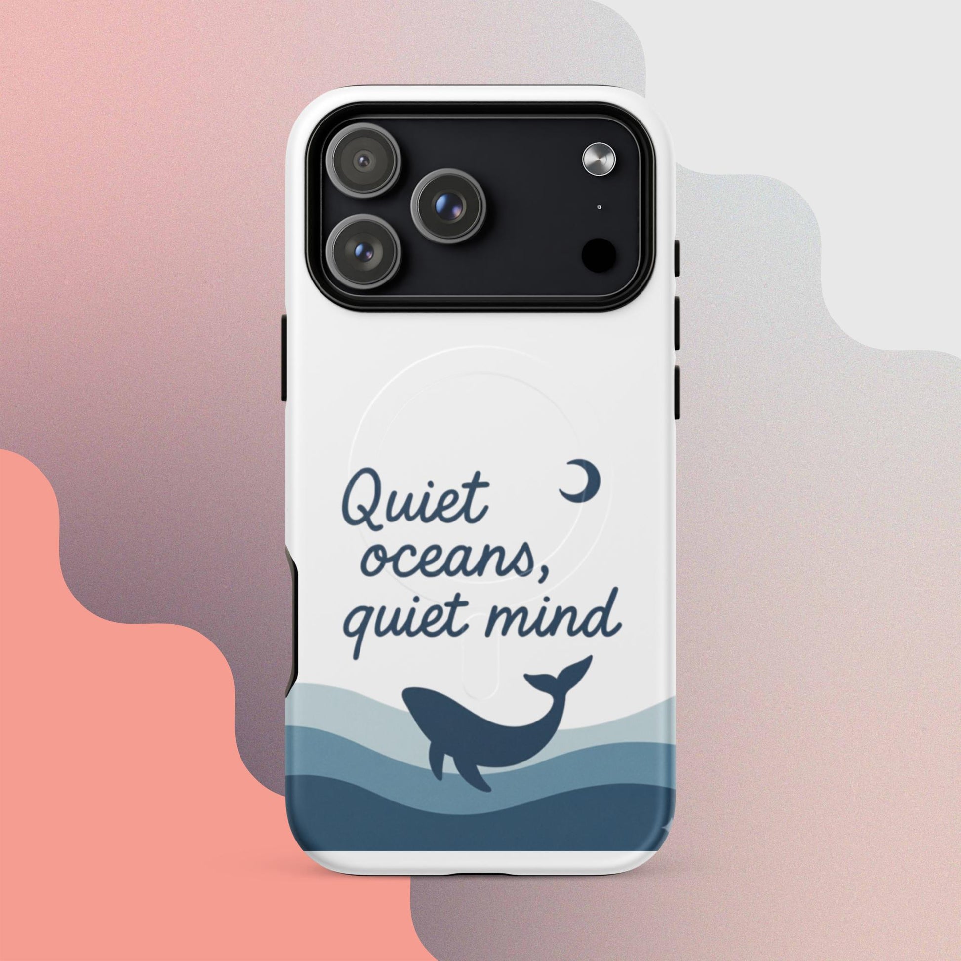Quiet Oceans Whale MagSafe iPhone case – minimalist whale illustration with calming ocean design | iPhone 14–17
